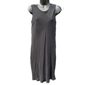 Y2K VTG VANTANA Italy Women 100% Silk Medium Little Black Dress Ruffle Hem